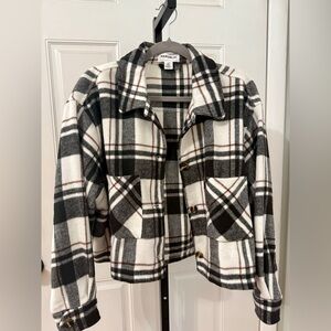 For The Republic Black and‎ White Plaid cropped Jacket